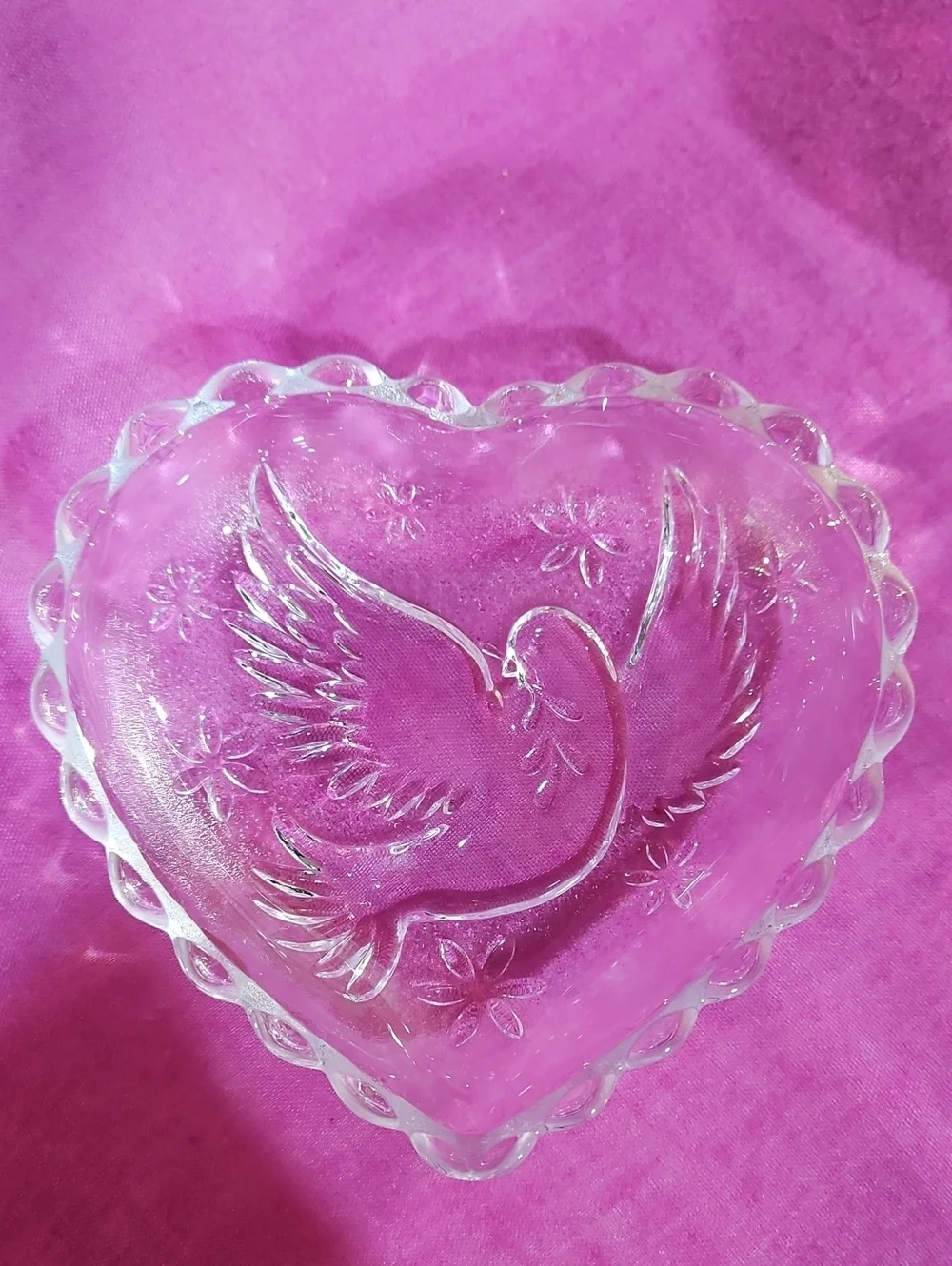 VTG Hofbauer German Lead Crystal Heart Dish & Ruby Bud Vase Collector Quality